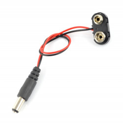 Adapter wtyk DC 5,5/2,1mm - wtyk klip 6F22 bateria 9V