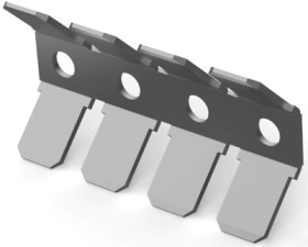 Flat plug distributor, 2 x 4 contacts, 6.35 x 0.81 mm, L 36.96 mm, uninsulated, angled, 41484