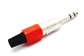 Wtyk Jack 6.3 Stereo Nikiel Czerwony Gumowany
