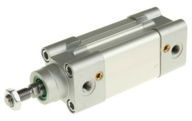 Siłownik profilowy, dwustronnego działania, CDEM Ø 32mm, skok 25mm, z amortyzacją elastyczną, RS PRO