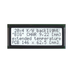 WYŚWIETLACZ LCD 4x20 H BIAŁY K/W BIG DUŻE ZNAKI 20x4 CYRYLICA LED 40mA