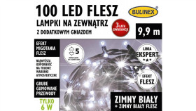 Lampki Bulinex 100Led Białe Zimne 9,90M Zewnętzrne Flesz Z Dodatkowym...