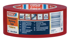 Taśma drogowa szerokość 50mm Czerwony Taśma do wyznaczania ciągów komunikacyjnych Tesa +77°C Miękki PVC grubość 0.18mm