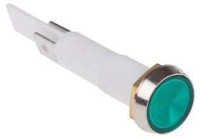 Lampka kontrolna do montażu panelowego 110V ac, zielona 10mm Neonowy Chrom Końcówka lutownicza Arcolectric (Bulgin) Ltd