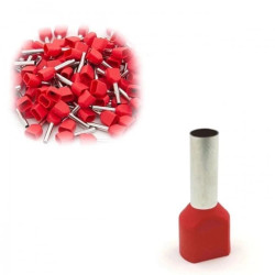 Tulejki Izolowane Kablowe Podwójne Do Przewodów 2x1,0mm Czerwone 100 Szt.