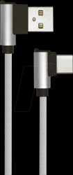 8639 Sync &amp; charging, USB A -&gt; USB C, 1,0m, ang., textile, grey