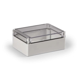 Obudowa Cubo S 125x175x75mm podstawa 50mm boki gładkie szare pokrywa przezroczysta IP67 ABS SABP131808T