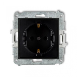 ICON Mechanizm gniazda pojedynczego z uziemieniem SCHUKO 2P+Z (przesłony torów prądowych) czarny mat 12IGP-1sp