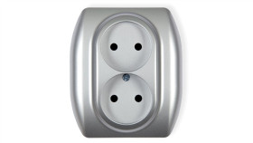 Trend Gniazdo Podwójne B/U Srebrny 5Gp-2P