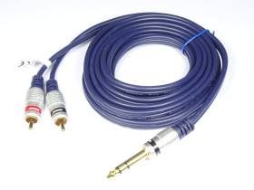 Kabel JACK 6.3 stereo wtyk - 2 x RCA wtyk MK82 Vitalco 5m