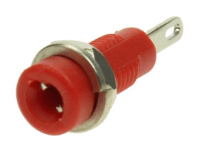 Gniazdo bananowe 2mm 24.102.1;24mm; czerwone niklowane;6A;60V;RoHS