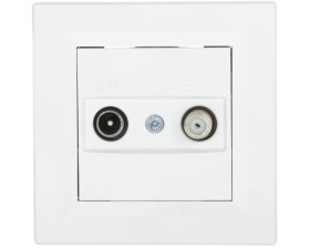 Gniazdo antenowe Asfora TV-SAT końcowe 1dB białe z ramką EPH3400121