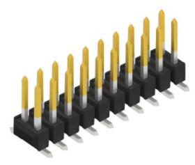 Pin header, 20 pole, pitch 2.54 mm, angled, black, 10049477