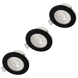 Sygonix SY-6418010 LED recessed light warm white black flush mount set of 3