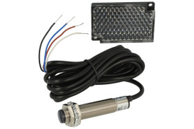 Czujnik; fotoelektryczny; G12-3B1NC; NPN; NO/NC; refleksyjny (z lustrem); 1m; 10÷30V; DC; 200mA; cylindryczny metalowy; fi 12mm;