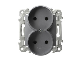 SZAFIR Gniazdo podwójne moduł bez ramki szary mat GP-2ZR/m/70 OSPEL