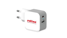 Ładowarka Usb Roline Z Wtyczką Euro, 2 Porty (Typ-A Qc3.0, Typ-C Pd), 38W