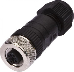 VK003C24, Gniazdo kablowe, proste, złącze śrubowe, Ø4-8mm, 4A, 240V, -25-90C, M12 żeńskie 4pin, IP67, PBT