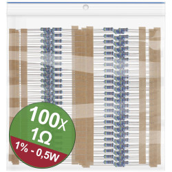 Quadrios 22P084 Metal film resistor 1 &#x3A9; Axial lead 0.5 W 1% Set