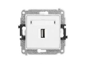 MINI Mechanizm gniazda pojedynczego USB A-A 2.0 biały mat 25MGUSB-1 KARLIK