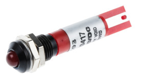 Lampka kontrolna do montażu panelowego 24V dc, czerwona 8mm LED Końcówka lutownicza RS PRO