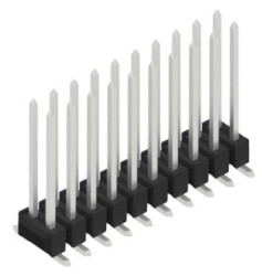 Pin header, 20 pole, pitch 2.54 mm, angled, black, 10050012