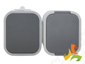 B2 IP54 Gniazdo pojedyncze + włącznik podświetlany n/t 2p+Z GWN-B2/S szary/szary ABEX