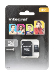Karta Micro SD MicroSDHC, 4 GB Nie, Integral Memory 0 → +60°C