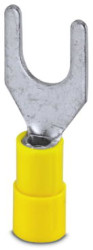 Insulated forked cable lug, 4.0-6.0 mm², AWG 12 to 10, M8, yellow, 3240045