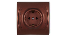 Logo Gniazdo Pojedyncze Z/U Schuko Brązowy Metalik 9Lgp-1Sp