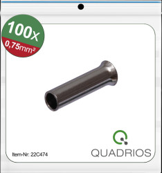 22C474 Bootlace ferrules, uninsulated, 100 pieces, 0.75 mm²