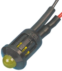 Lampka kontrolna do montażu panelowego 6V dc, Żółta 8mm LED Czarny Wyprowadzenia RS PRO