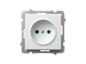SONATA Gniazdo pojedyncze bez uziemienia z przesłonami biały GP-1RP/m/00 OSPEL
