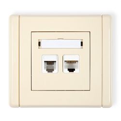 Gniazdo tel. poj. 1xRJ11 + komp. poj. 1xRJ45, kat. 5e, 8-stykowe