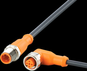 Sensor actuator cable, M12 cable plug, straight, A to M12 cable socket, angled, A, 5 pole/4 pole, 1.5 m, PUR, black, 4 A, EVC110