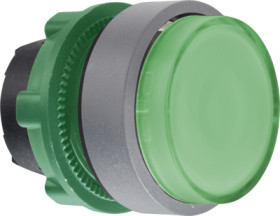 Pushbutton, for universal LED, illuminable, waistband round, green, front ring light gray, mounting Ø 22 mm, ZB5AW133C0