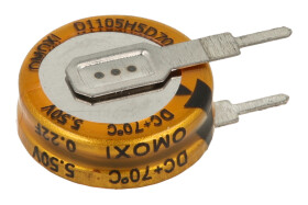 Kondensator; elektrolityczny; podtrzymania napięcia; 0,22F; 5,5V; SE-5R5-D224VYV; 20%; 4,5x12x12mm; 4,2mm; pionowy; przewlekany