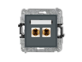 MINI Gniazdo głośnikowe pojedyncze (typu banan - czerwony i czarny pozłacany 4 mm2 skręcany) grafitowy mat 28MGG-4 KARLIK