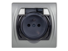 LOGO Gniazdo hermetyczne z uziemieniem (klapka dymna przesłony torów prądowych) srebrny metalik 7LGPB-1zdp KARLIK