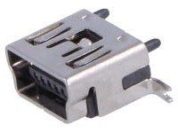 USB-MA5P Gniazdo USB montowane do druku SMD typu mini B 5 pin - pionowe