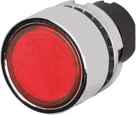 Pushbutton switch, illuminable, latching, waistband round, red, front ring silver, mounting Ø 22.3 mm, 46-2234.31E0.000