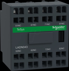 LADN043 Auxiliary switch block, TeSys D, 4 NC, spring-loaded connection