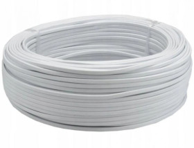 Przewód prądowy H03VVH2-F / OMYp 300V 2x0,5 płaski biały linka Elektrokabel 100m