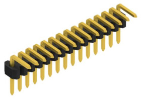 Pin header, 15 pole, pitch 1.27 mm, angled, black, 10060932