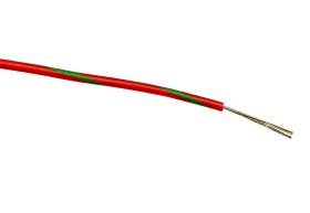 Przewód montażowy 0,2 mm² Zielony/Czerwony RS PRO PVC 24 AWG 1 kV AC dł. 100m 7/0,2 mm +85°C Norma wojskowa 61-12 część