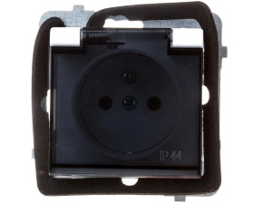 SONATA Gniazdo bryzgoszczelne z uziemieniem IP-44 wieczko przezroczyste biały mat GPH-1RZ/m/75/d