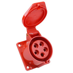 Red 16A 415V 3P+N+E Industrial Panel Mount Socket IP44