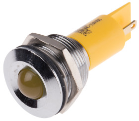 Lampka kontrolna do montażu panelowego 130 V dc, 230V ac, Żółta 19mm LED Chrom RS PRO