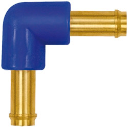 Angle hose connection nozzle, L 25.8 mm, 10 bar, brass/POM, for hose, 133409