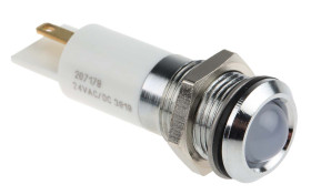 Lampka kontrolna do montażu panelowego 24V dc, biała 14mm LED Chrom RS PRO